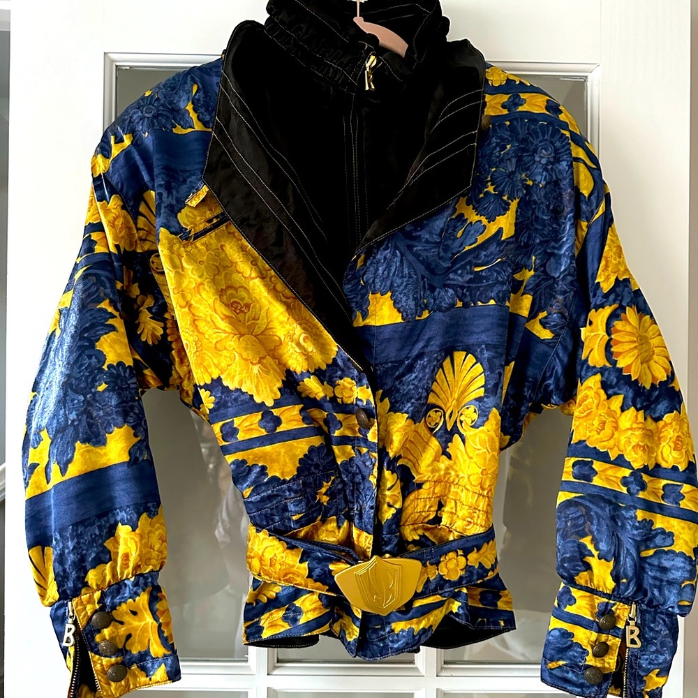 BOGNER Vintage 80s 90s Reversible Ski Jacket Versace Style Print Pattern